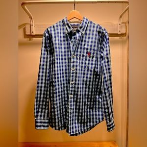 US POLO ASSN. blue check long sleeve button down shirt mens Large